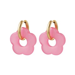 Earrings with big flower charm
